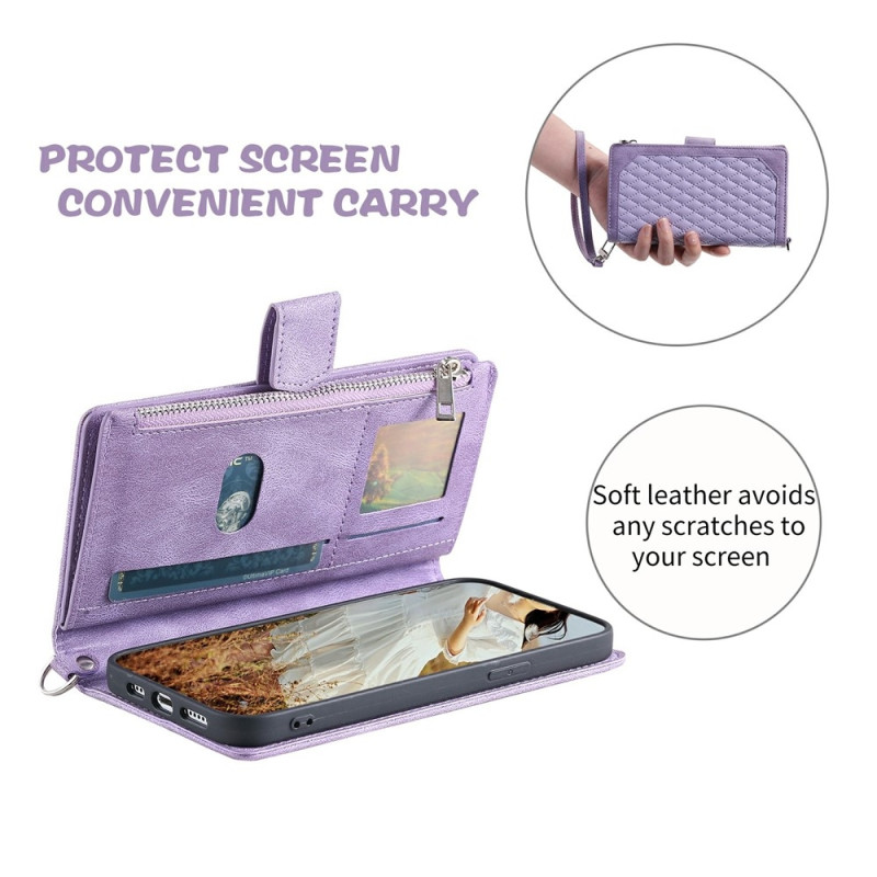 Phone Wallet Case with Rhombus Stitching for Motorola Moto G37 5G / G47 5G