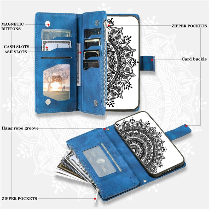 Phone Wallet Case with Mandala Flower Pattern for Motorola Moto G37 5G / G47 5G