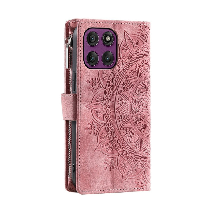Puhelimen lompakkokotelo mandalakukkakuviolla Motorola Moto G37 5G / G47 5G puhelimille