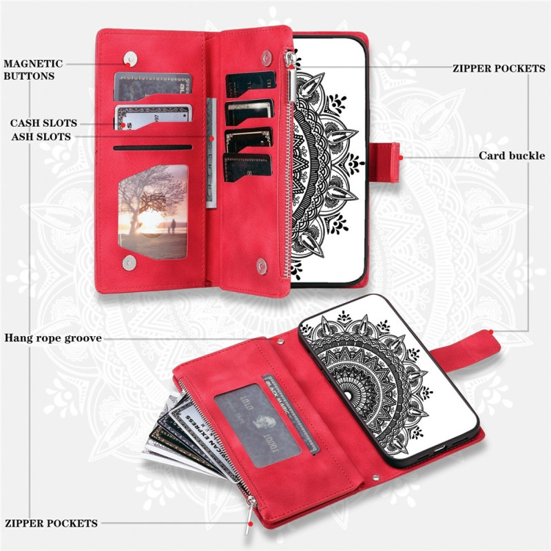 Phone Wallet Case with Mandala Flower Pattern for Motorola Moto G37 5G / G47 5G