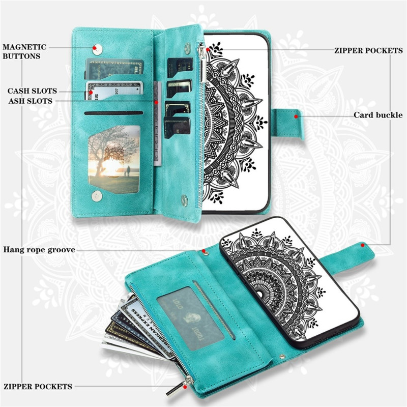Phone Wallet Case with Mandala Flower Pattern for Motorola Moto G37 5G / G47 5G