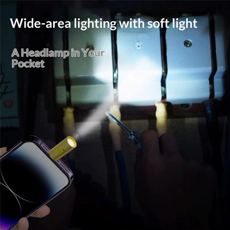 2-pakning med lommelykter: Batterifri minilommelykt med USB-C «Plug & Play», 210–230 lumen