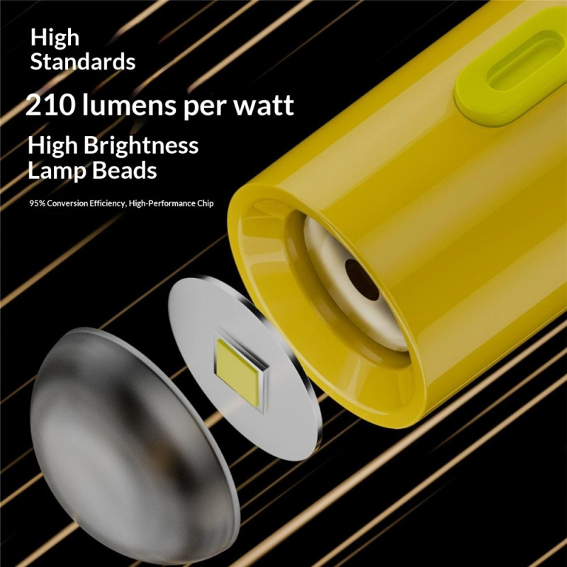 Taskulamppu (2 kpl): Paristoton minitaskulamppu USB-C-liitännällä (Plug & Play), 210–230 lumenia