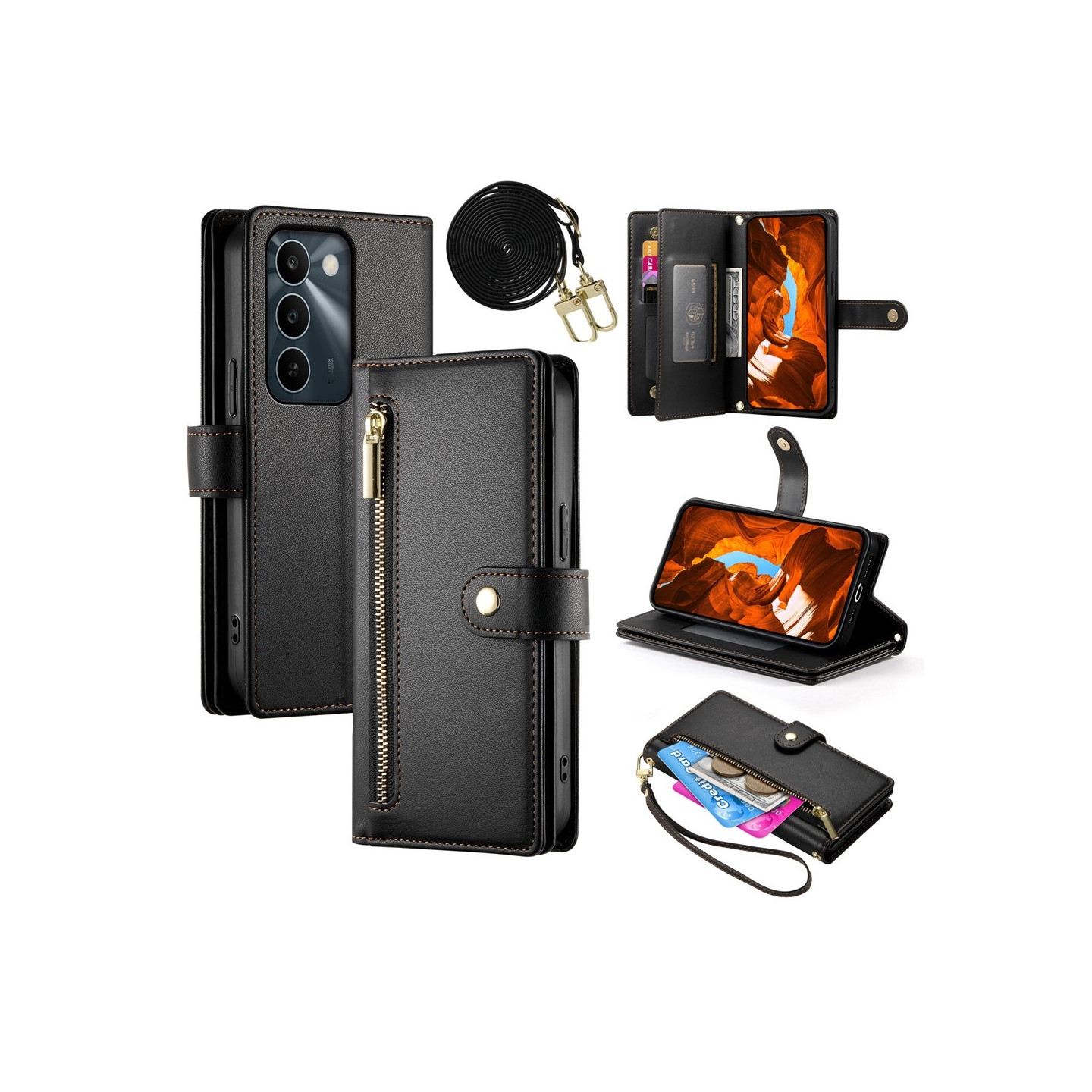 Puhelimen lompakkokotelo Realme C100 5G / C83 5G puhelimille