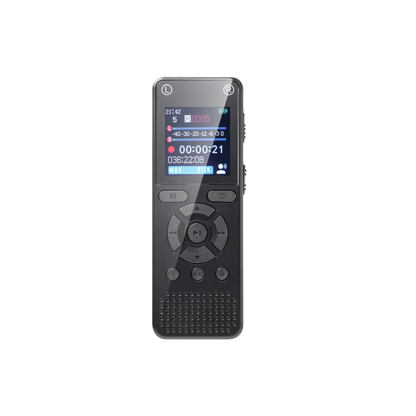 Digital voice recorder, 8 GB memory, noise reduction, 1.44" screen, MP3 player