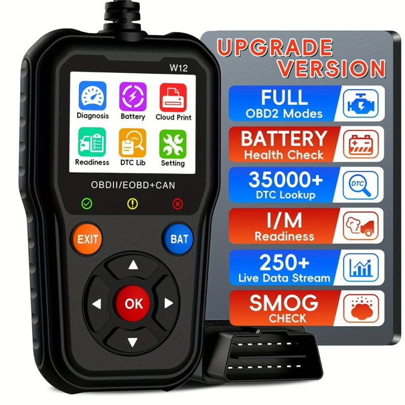 OBD2/EOBD+CAN Fault Code Reader – Diagnostics & Battery Test – 35,000+ Fault Codes (DTC)