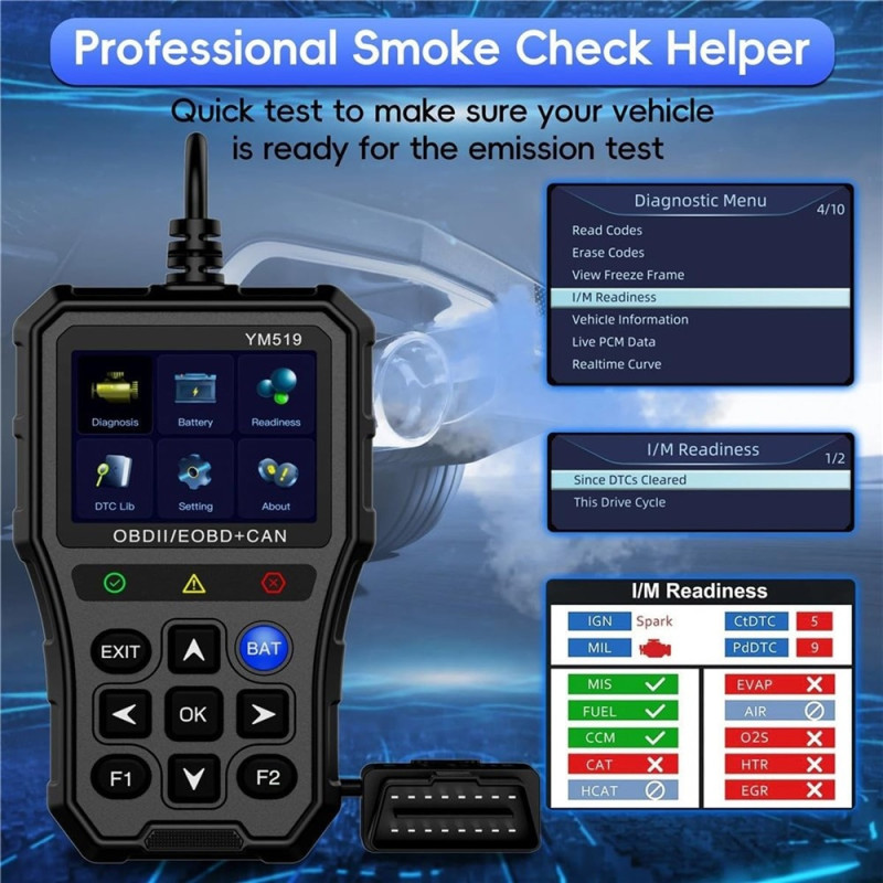 OBD2 fault code reader / diagnostic tool – full-featured OBDII scanner with support for 13 languages