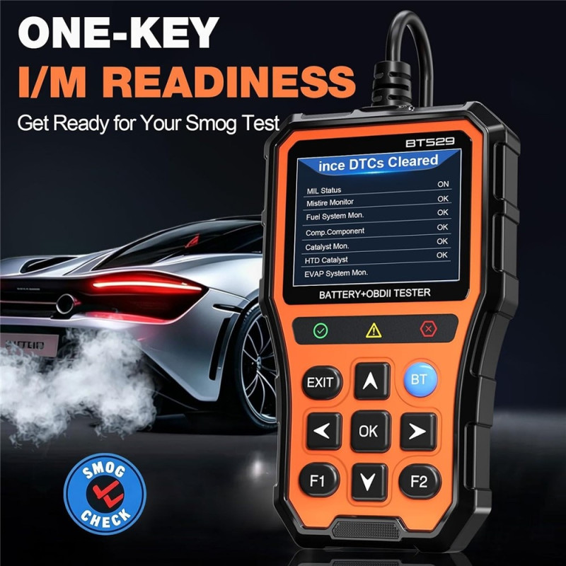 Bluetooth-bilbatteritester og OBDII-fejlkodelæser med 2,8" IPS-skærm