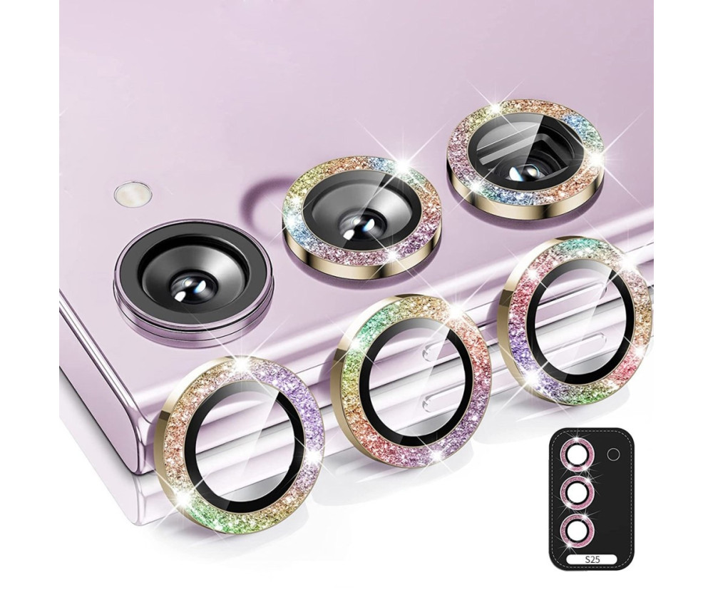 ENKAY Kamera Lins Skydd till Samsung Galaxy S25 Härdat glas Glitter
