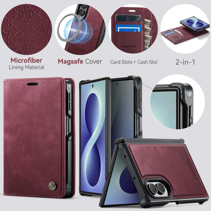 CASEME Magneettinen puhelimen lompakkokotelo Samsung Galaxy Z Fold8 puhelimelle