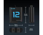 TELESIN S0-ECB-02-TGP Batteri för GoPro Hero 12 11 10 9 1720mAh Ersättning