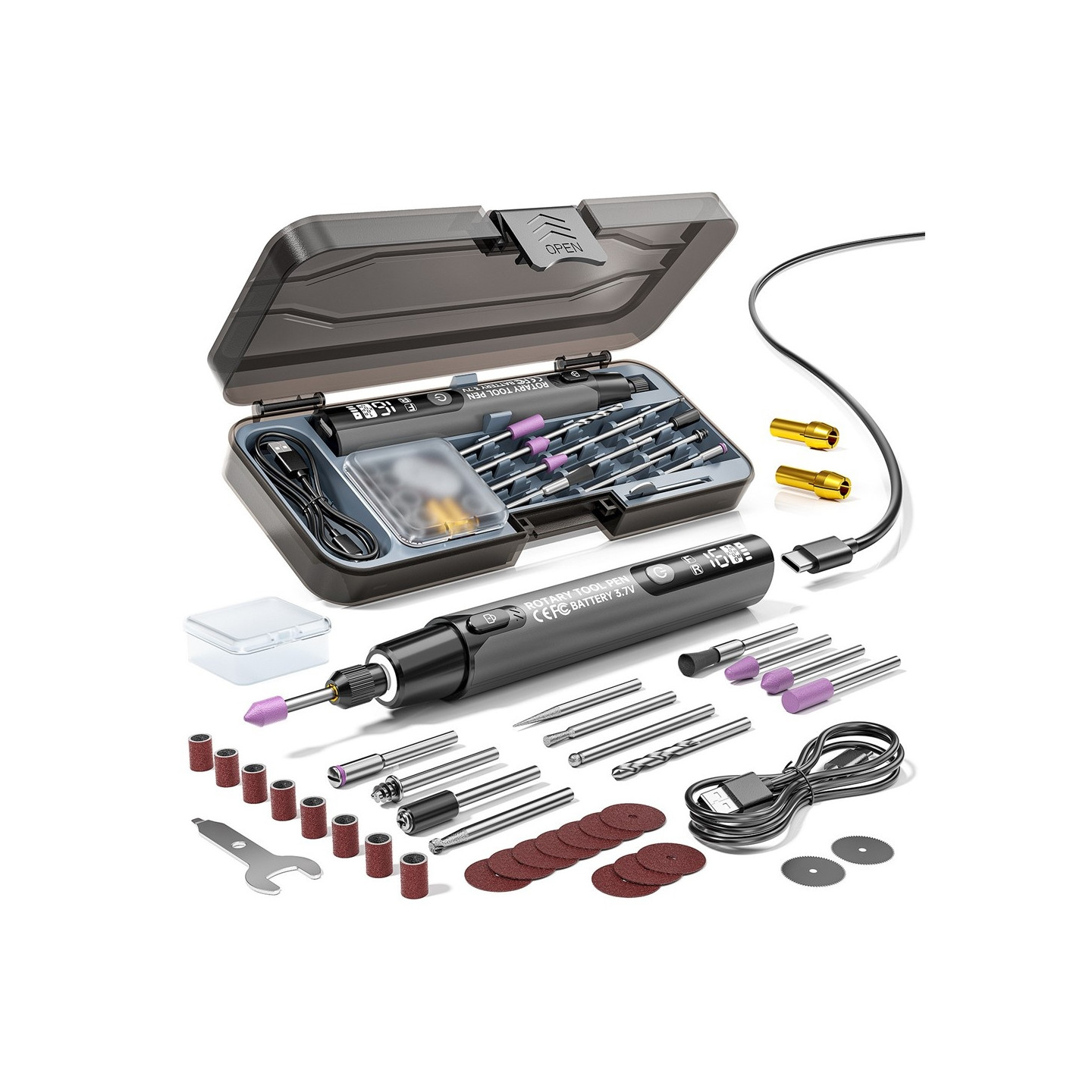 Batteridrevet slipemaskin – 6 hastigheter, 5 000–16 000 o/min – Polering og boring