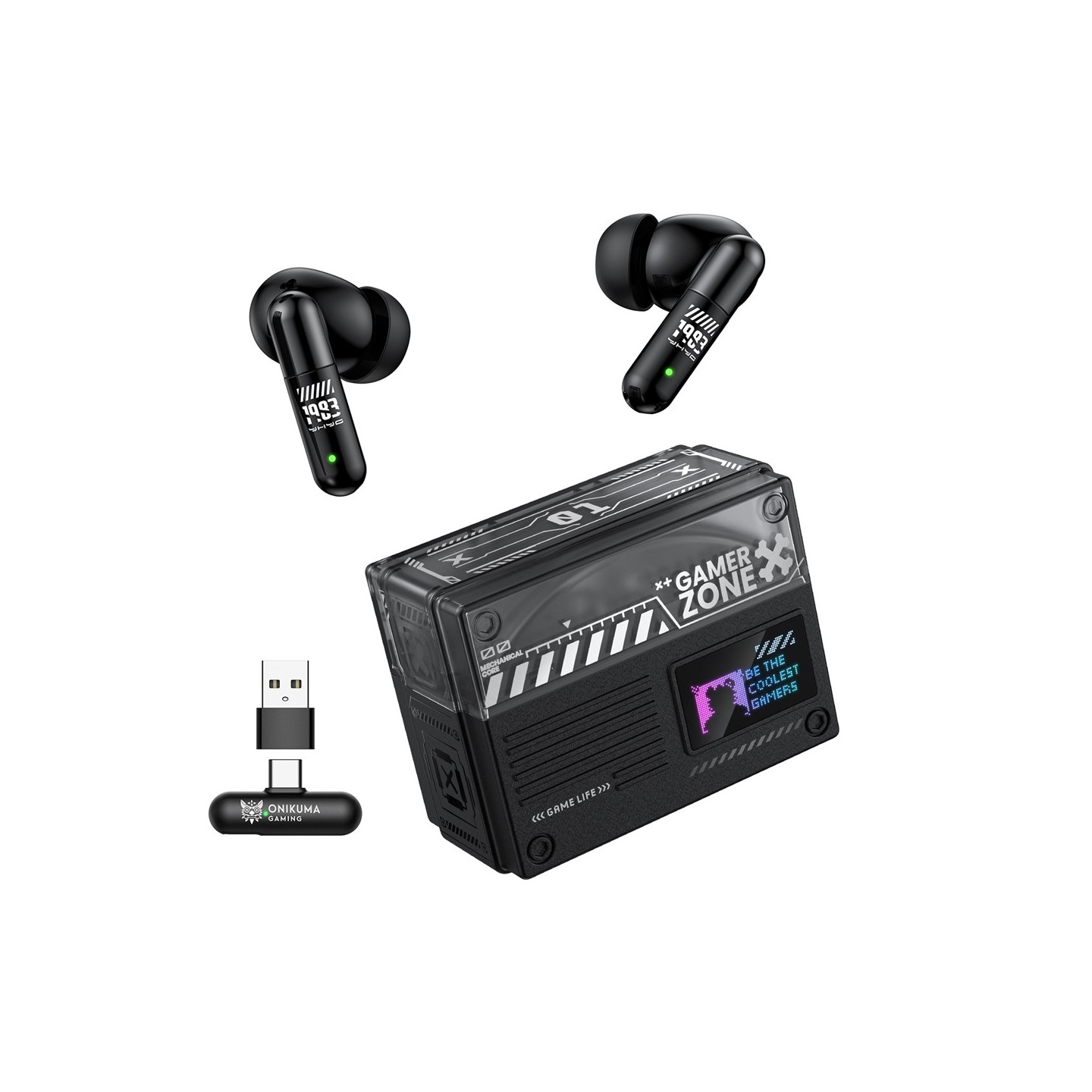 ONIKUMA In ear Gaming Headphones Three Connection Modes Noise Cancelling Charging Case