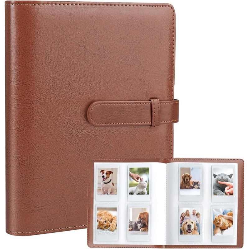 Vannbestandig fotoalbum for Fujifilm Instax Mini 12, 11, 9, 8 – plass til 256 bilder – Brun