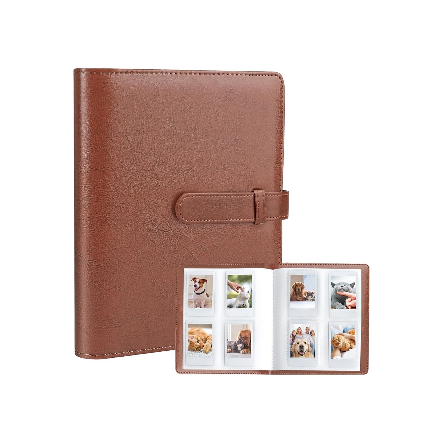 Vedenkestävä valokuva-albumi Fujifilm Instax Mini 12-, 11-, 9- ja 8-kameroille – vetää 256 kuvaa – Ruskea