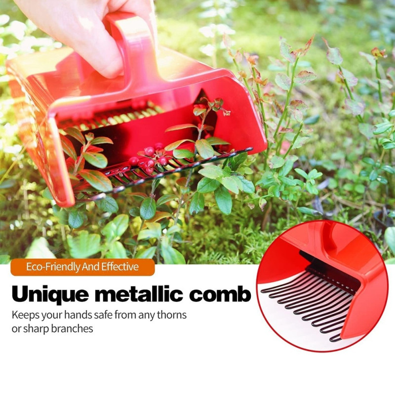 Berry picker for blueberries, lingonberries, and more – metal comb with ergonomic handle