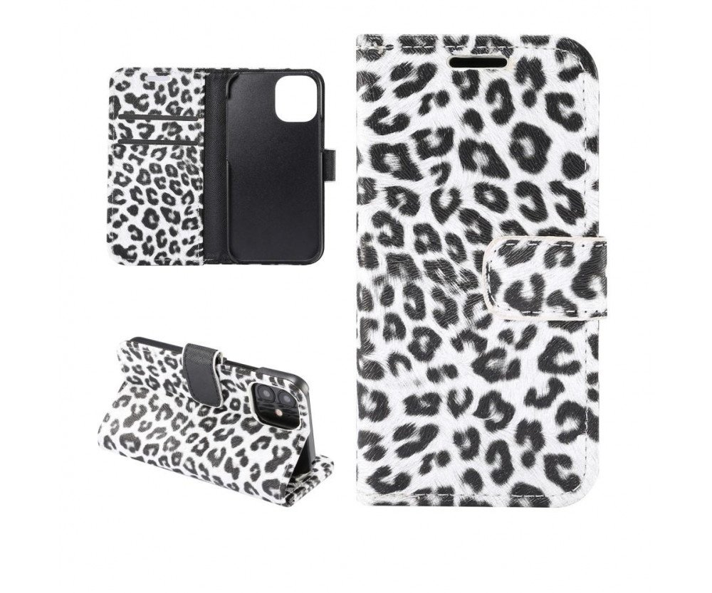 iPhone 12 Mini Plånboksfodral Fodral Leopard - Vit