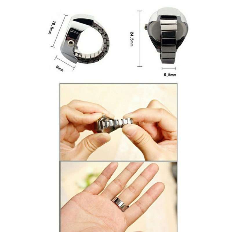 liten KS kvarts fingerklokke klokke med justerbar metallrem – 