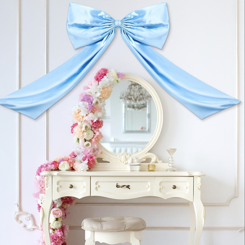 LARGE Satin Bow Wall Decoration 105 x 65 cm – Birthday, Wedding, Christmas – Blue