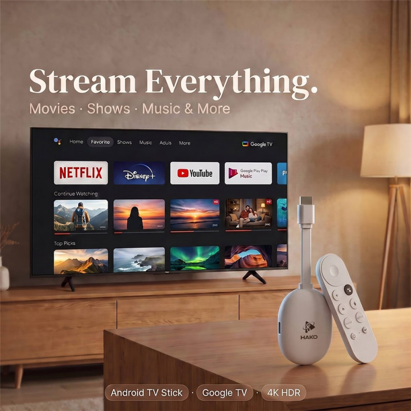 2+16GB Android TV 14.0 TV-sticka Quad-Core 4K WiFi 6 Bluetooth 5.4 fjärrkontroll