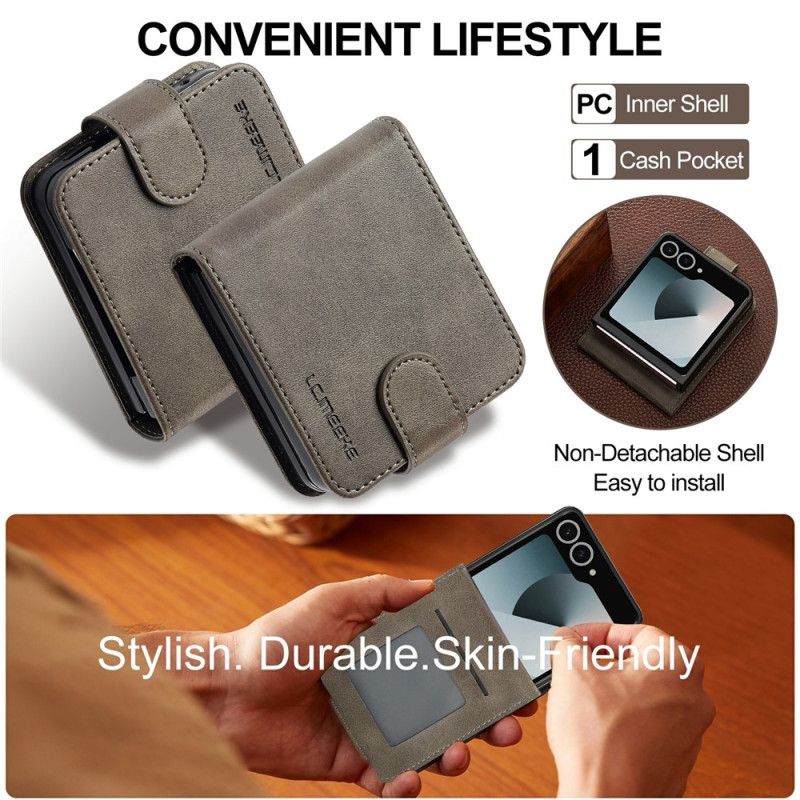LC.IMEEKE Phone Case with Calf Texture for Samsung Galaxy Z Flip8