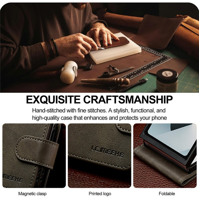 LC.IMEEKE Phone Case with Calf Texture for Samsung Galaxy Z Flip8