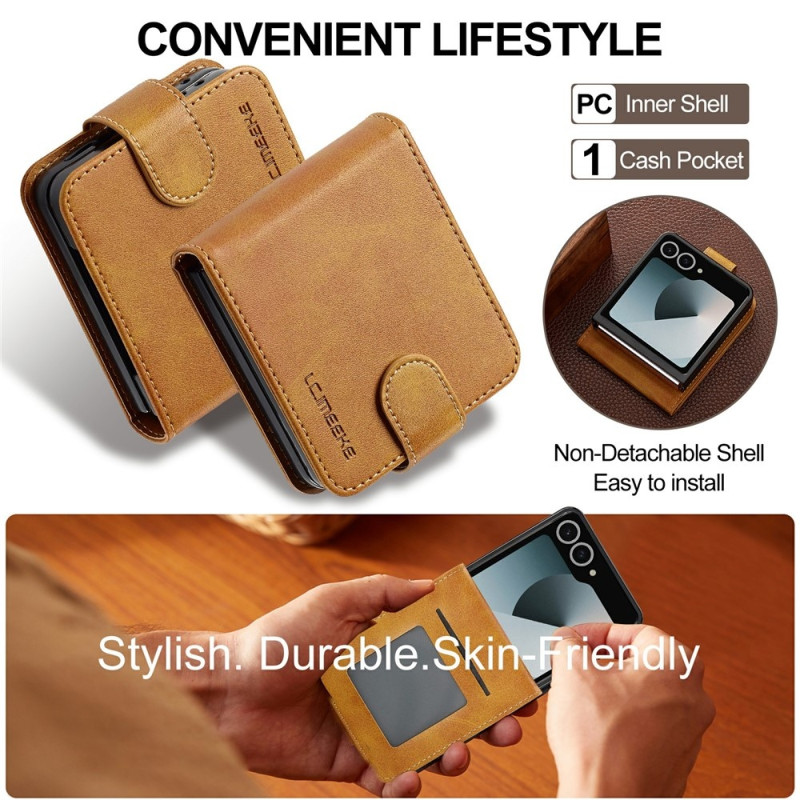 LC.IMEEKE Puhelinkotelo vasikannahkatekstuurilla Samsung Galaxy Z Flip8 puhelimelle