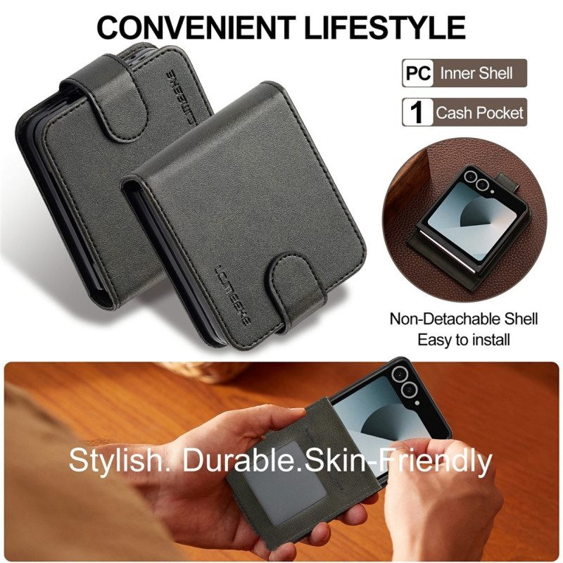 LC.IMEEKE Puhelinkotelo vasikannahkatekstuurilla Samsung Galaxy Z Flip8 puhelimelle