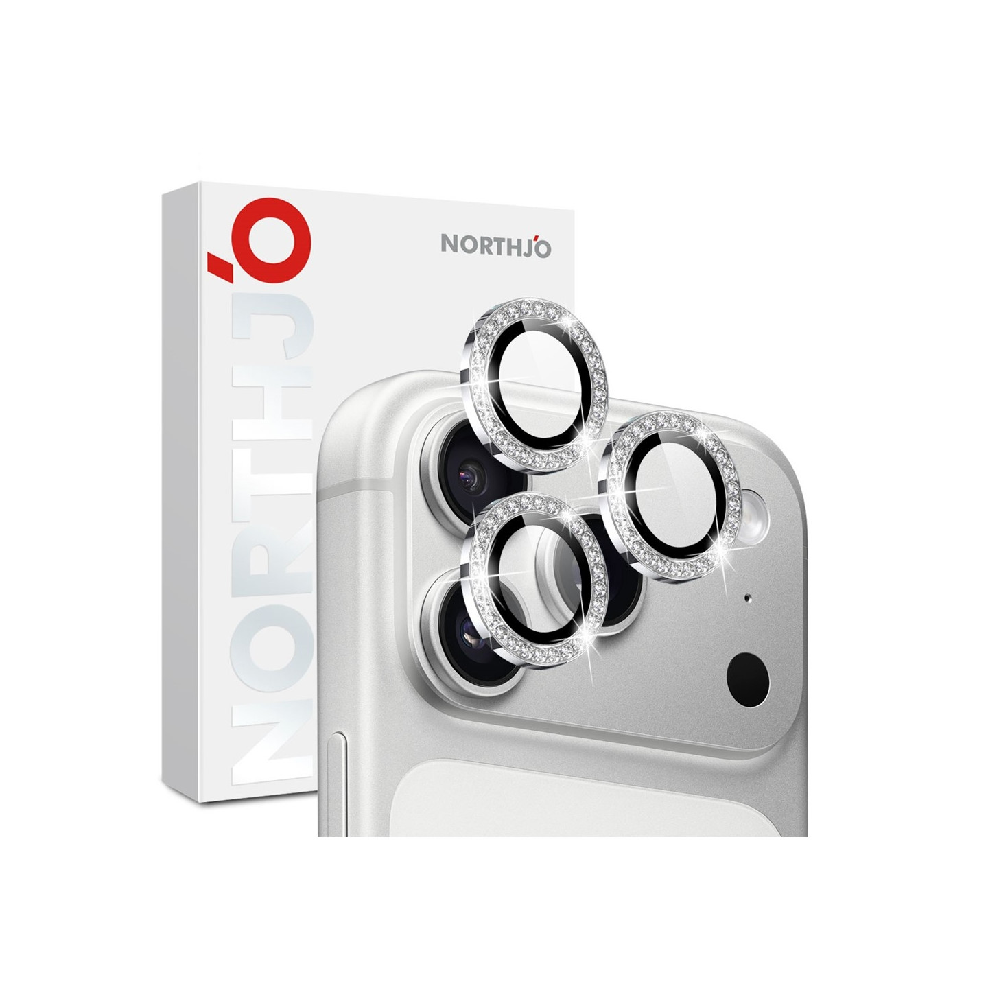 NORTHJO Kameralinsebeskytter med rhinestone ring til iPhone 18 Pro / 18 Pro Max