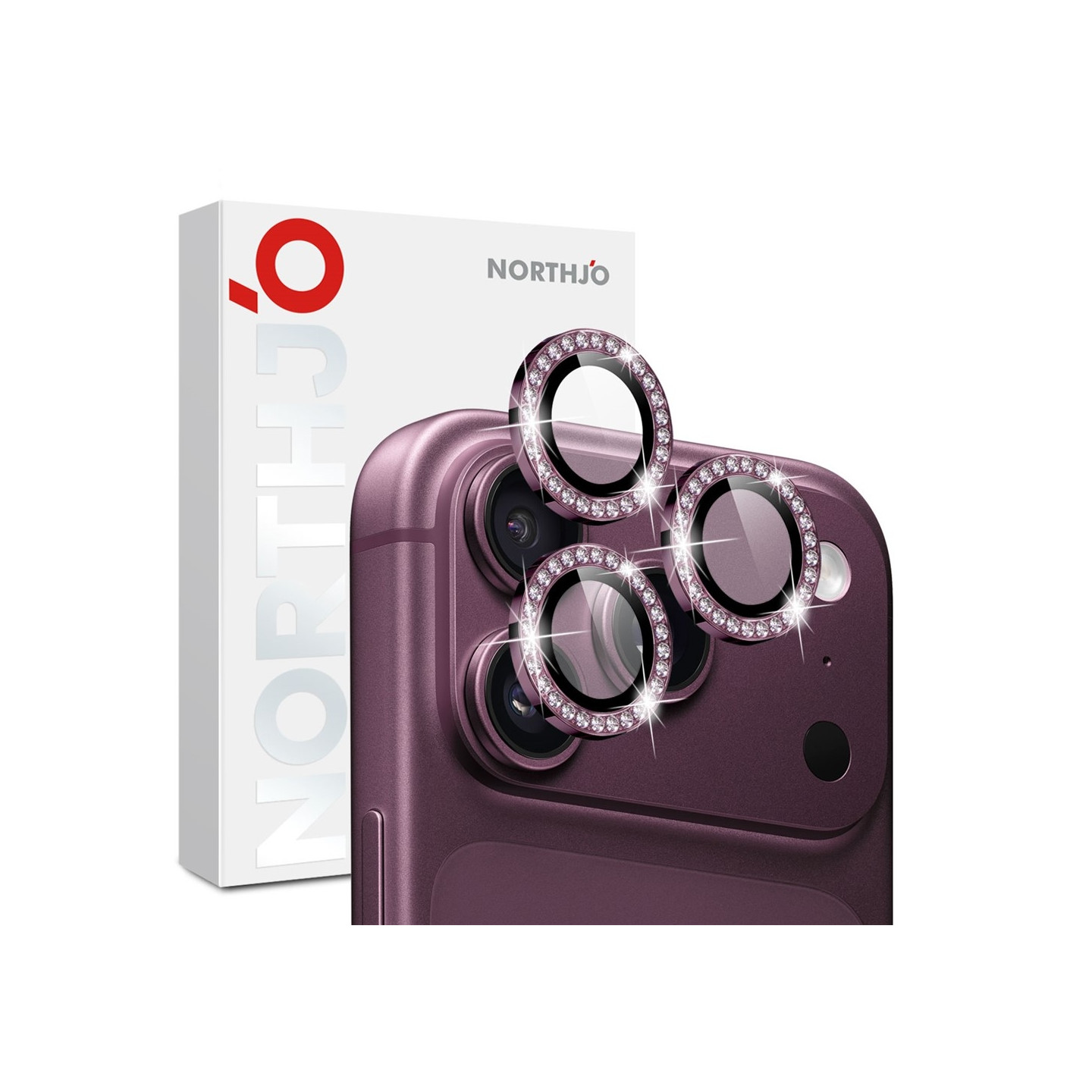 NORTHJO Kameralinsebeskytter med rhinestone ring til iPhone 18 Pro / 18 Pro Max
