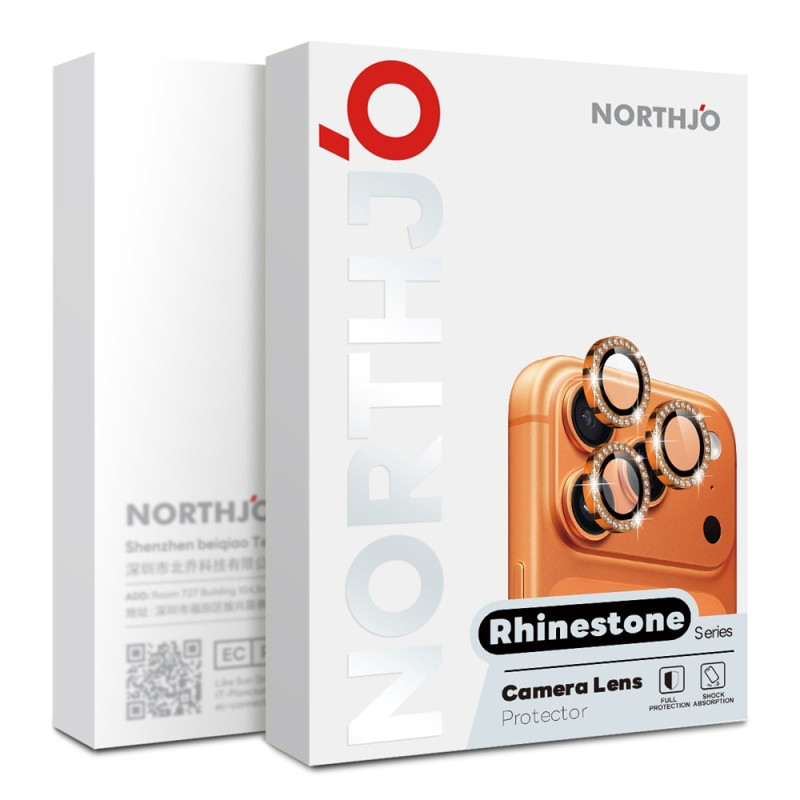 NORTHJO Kameralinsebeskytter med rhinestone ring til iPhone 18 Pro / 18 Pro Max