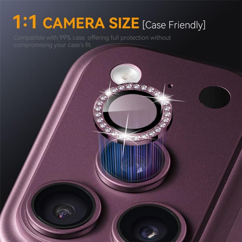 NORTHJO Kameralinsebeskytter med rhinestone ring til iPhone 18 Pro / 18 Pro Max