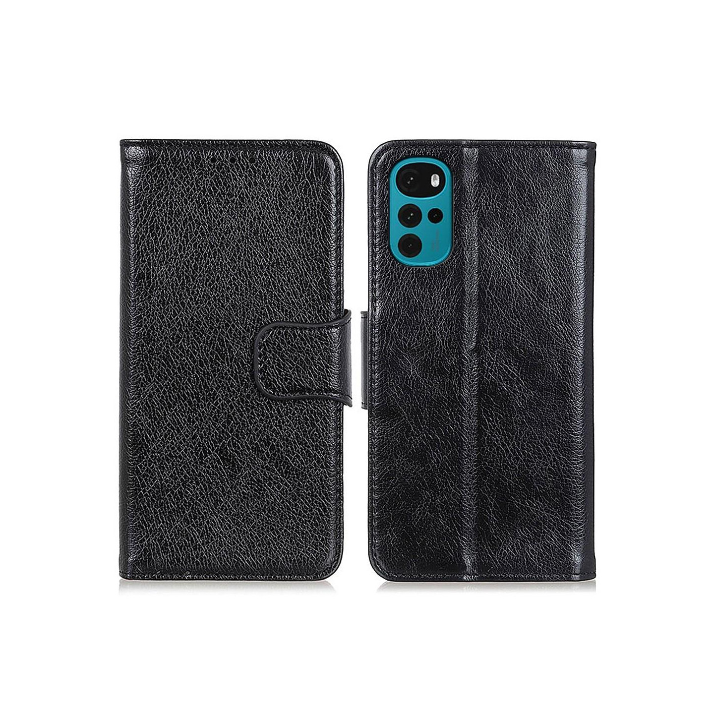 Nappa Texture Split Wallet Cover for Motorola Moto G22 / Moto E32s 4G - Black
