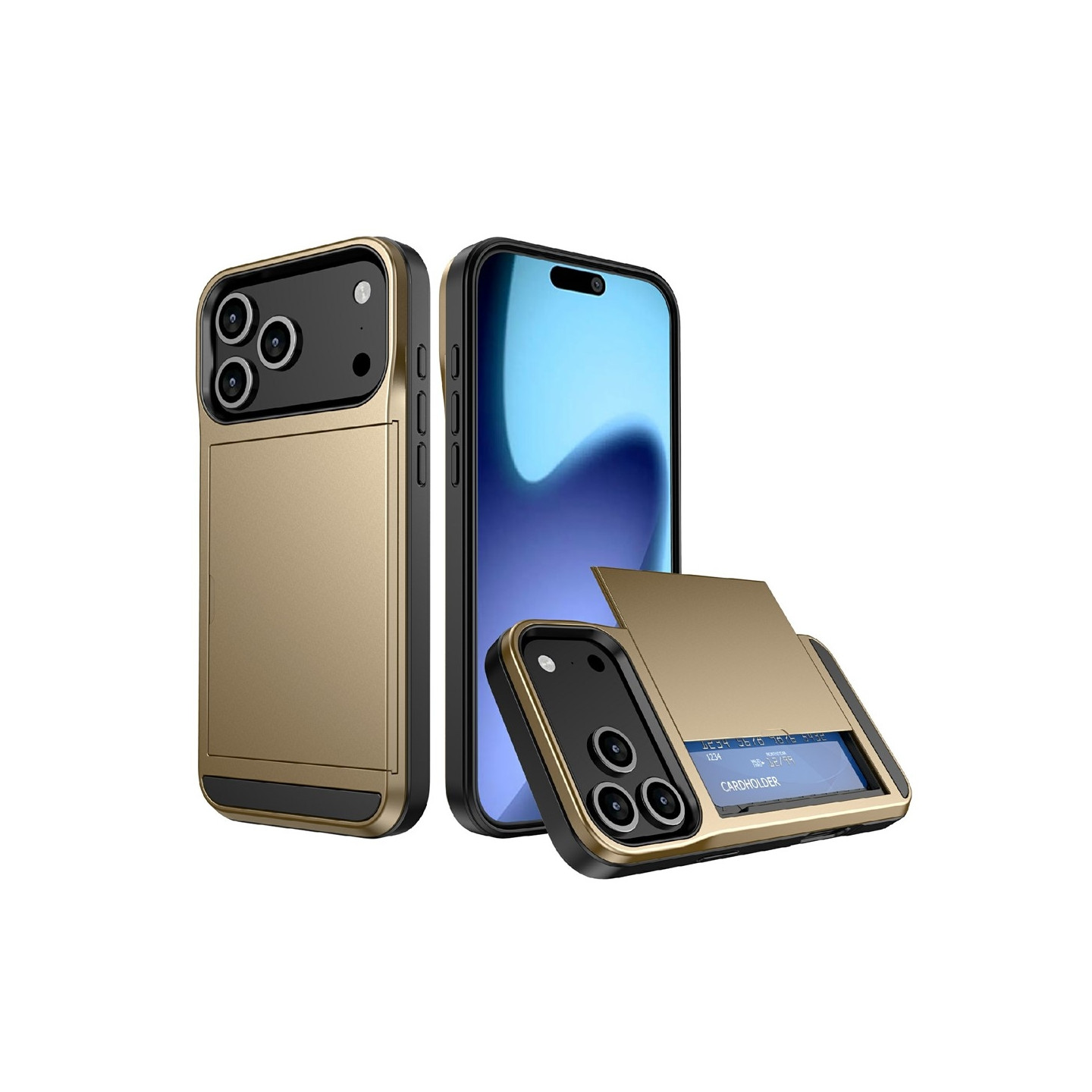 Telefondeksel med skyvbar kortholder til iPhone 18 Pro / 17 Pro