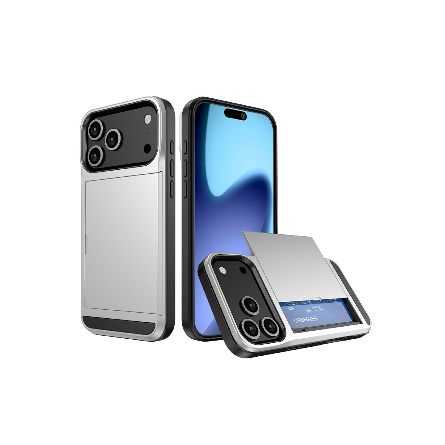 Telefondeksel med skyvbar kortholder til iPhone 18 Pro / 17 Pro