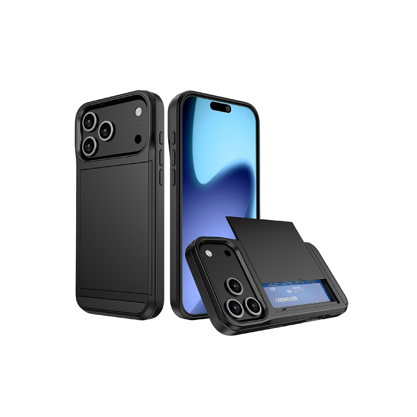 Telefondeksel med skyvbar kortholder til iPhone 18 Pro / 17 Pro