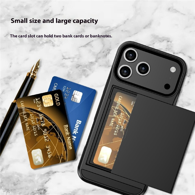 Telefondeksel med skyvbar kortholder til iPhone 18 Pro / 17 Pro