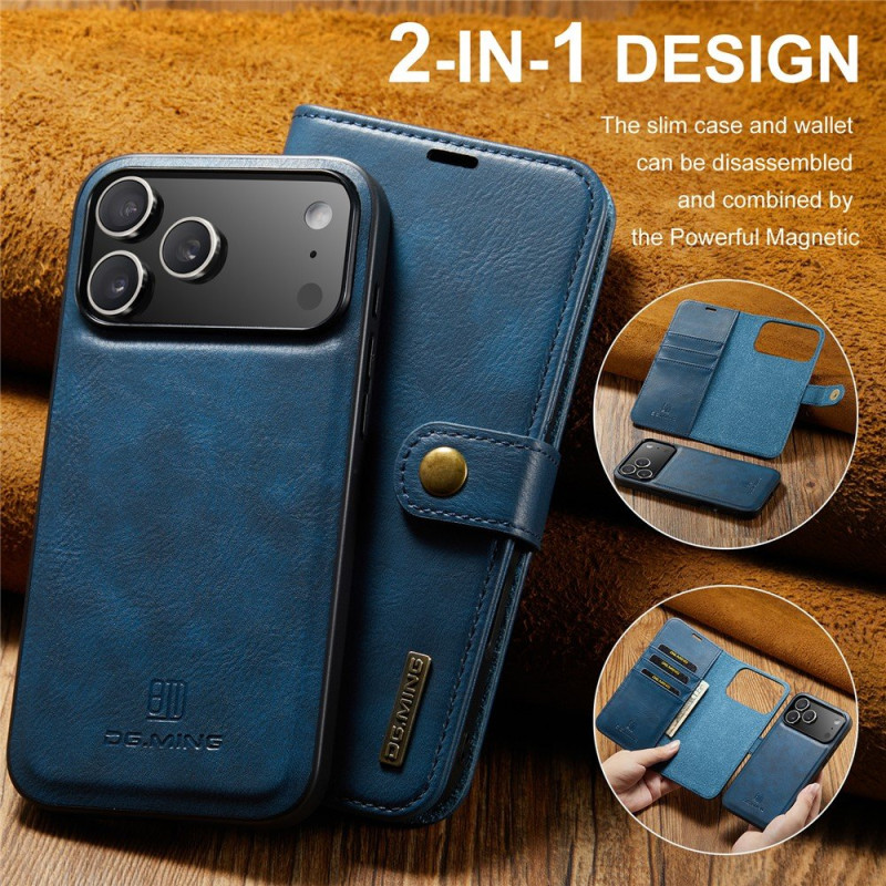 DG.MING Detachable Split Phone Wallet Case for iPhone 18 Pro / 17 Pro