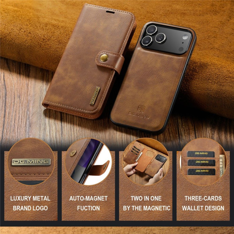 DG.MING Detachable Split Phone Wallet Case for iPhone 18 Pro / 17 Pro