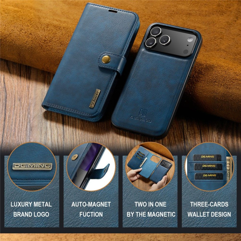 DG.MING Detachable Split Phone Wallet Case for iPhone 18 Pro / 17 Pro