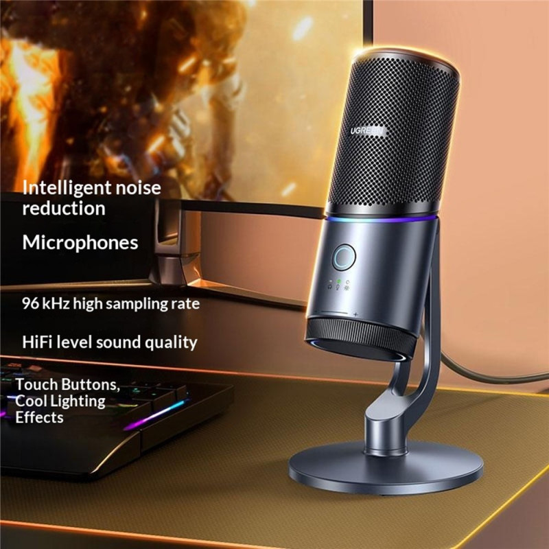UGREEN-kondensatormikrofon – Intelligent DSP-støjreduktion – RGB – Livestreaming