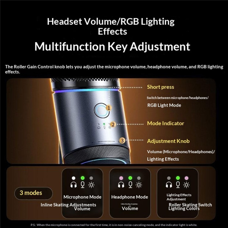 UGREEN Condenser Microphone – Intelligent DSP Noise Reduction – RGB – Live Streaming