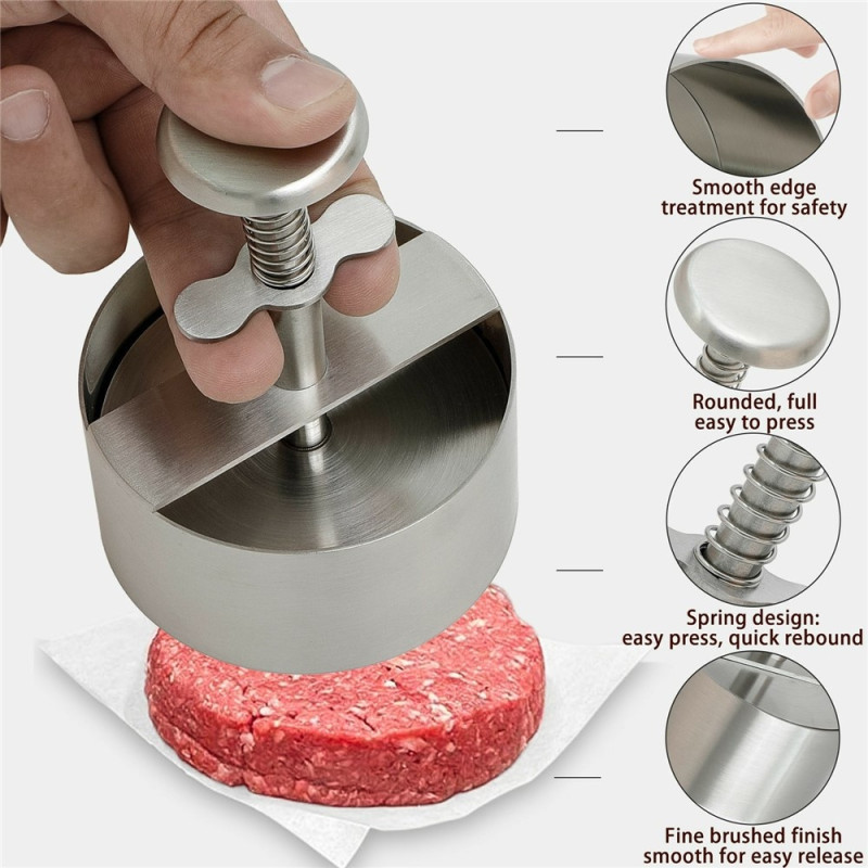 Hamburger Press 14 cm Stainless Steel with Spring and Detachable Parts