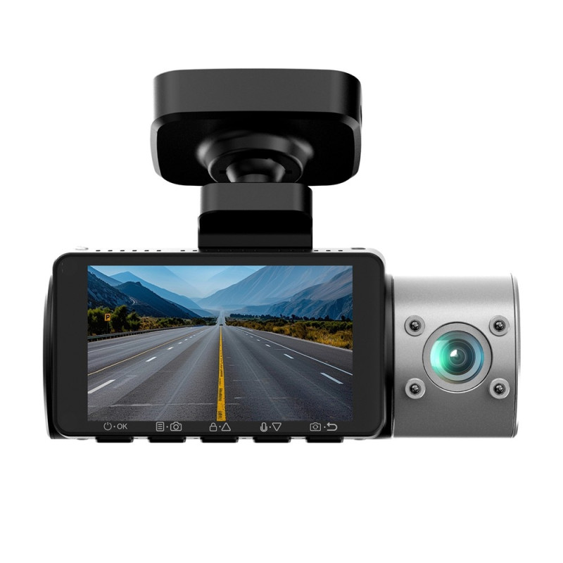 3-kanals dashcam (for, bag, kabine) med GPS, Wi-Fi, nattesyn og kondensator