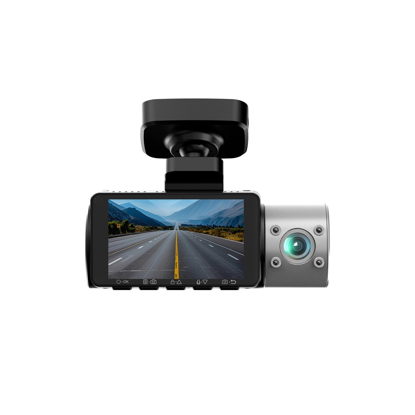 3-kanals dashcam (for, bag, kabine) med GPS, Wi-Fi, nattesyn og kondensator