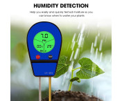 Digital Soil Tester 3i1 Temperatur Fuktighet PH Meter Surhetsanalysator