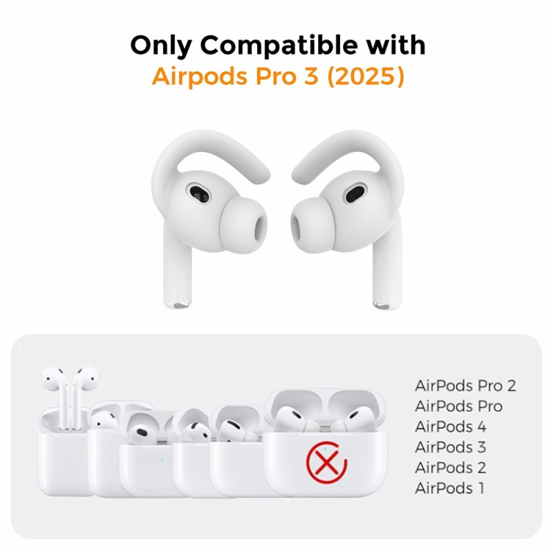 Sklisikre ørepropper i silikon til AirPods Pro 3 – Hvite