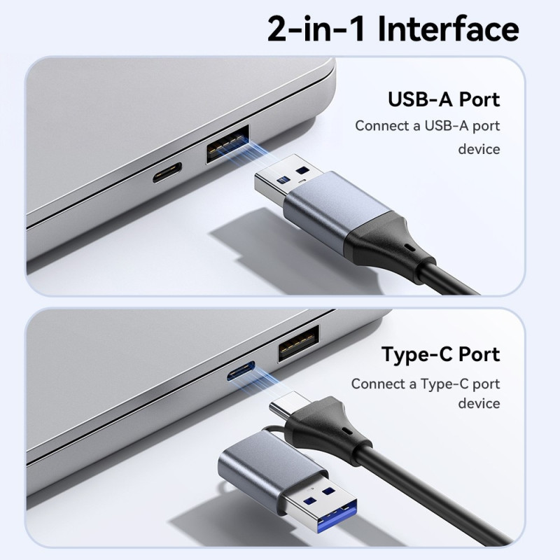 2-i-1 USB 3.0 5 Gbps-minnekortleser (USB-C/USB-A) for SD- og TF-kort