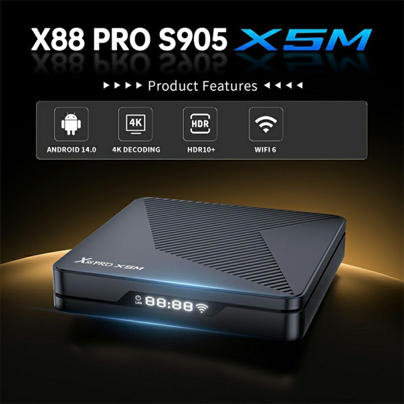 TV-box 4+32 GB Android 14 4K HDR10+ WiFi 6 Bluetooth 5.0 röststyrd fjärrkontroll