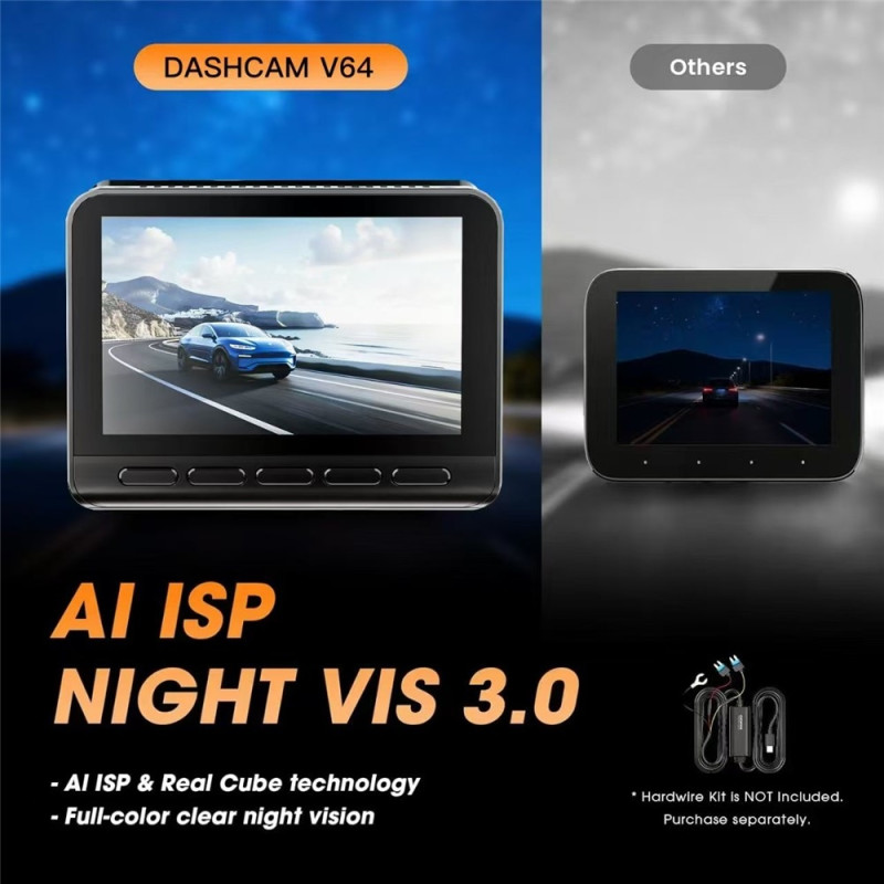 Dashcam til for- og bagrude, 5G WiFi 6, nattesyn, superkondensator, parkeringsovervågning